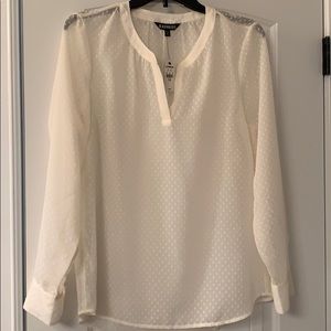 Long sleeve Express ivory dotted blouse size M